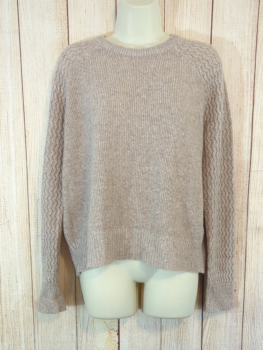 AQUA 100% Cashmere Sweater Tan Textured Medium